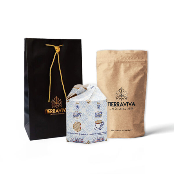 kit tierraviva stroopwafels | Regalos Para Coffee Lovers Empaque de lujo + café 250 g + Caja galletas Stroopwafels (10 unid)